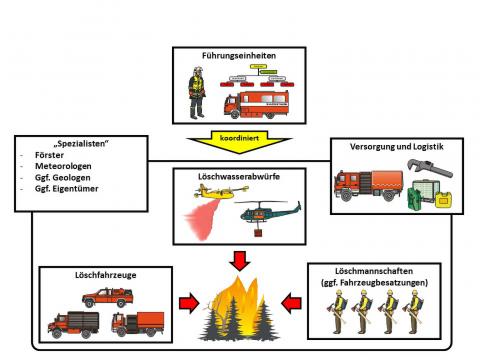 Vegetationsbrandbekämpfung ist immer ein Einsatz verbundener Einheiten.