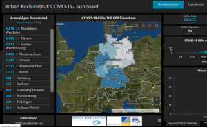 COVID-19 Dashboard vom Robert Koch-Institut in Kooperation mit Esri Deutschland