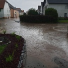 Überflutete Straßen beim Unwetter am 07.06.2019 in Borgentreich
