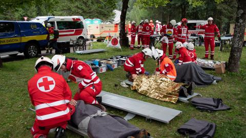 Einsatzkräfte während der Steirischen Erdbebenübung