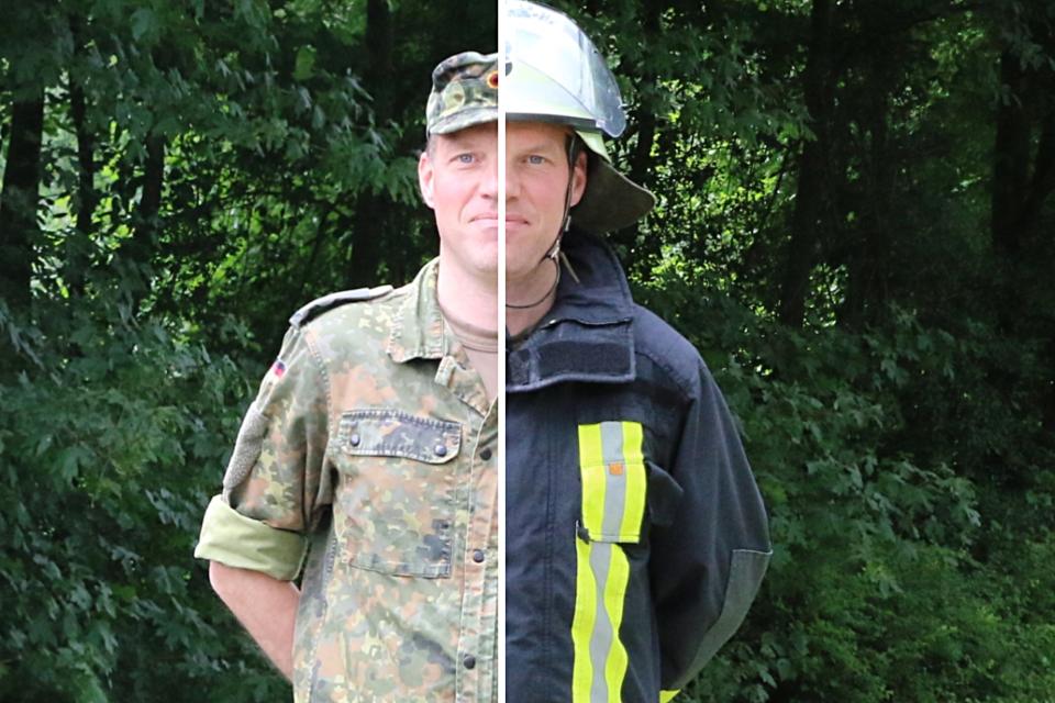 Im zivilen Leben ist Oberleutnant Philipp N. aus Essen bei der Berufsfeuerwehr...